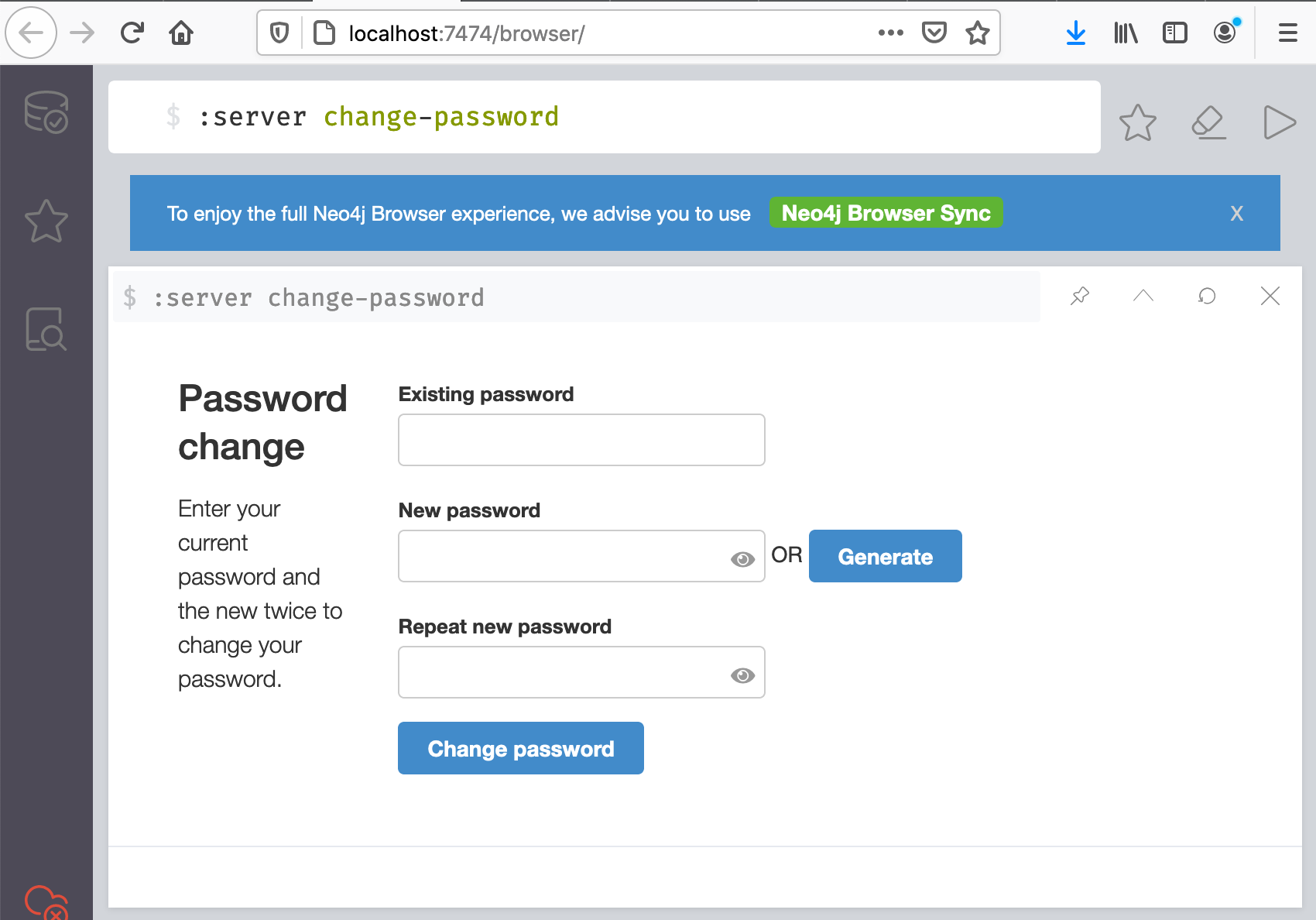 Neo4j change password