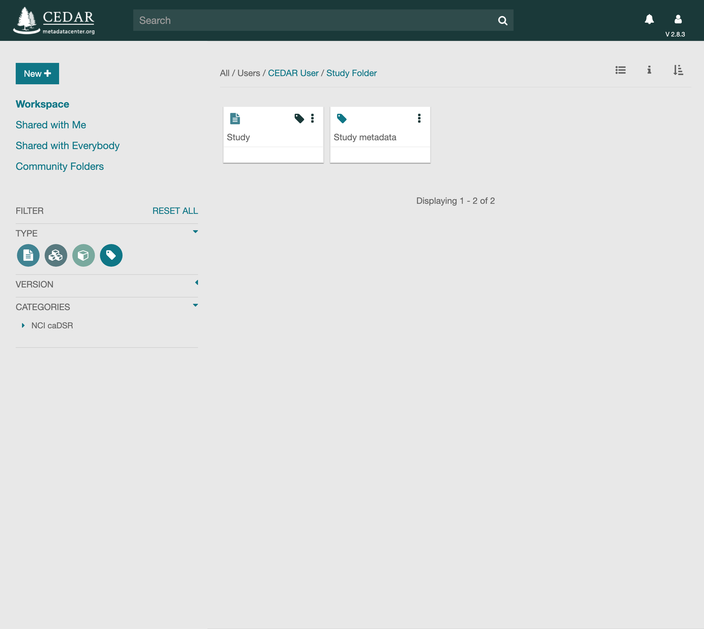 The folder holding the Study template and its metadata instance