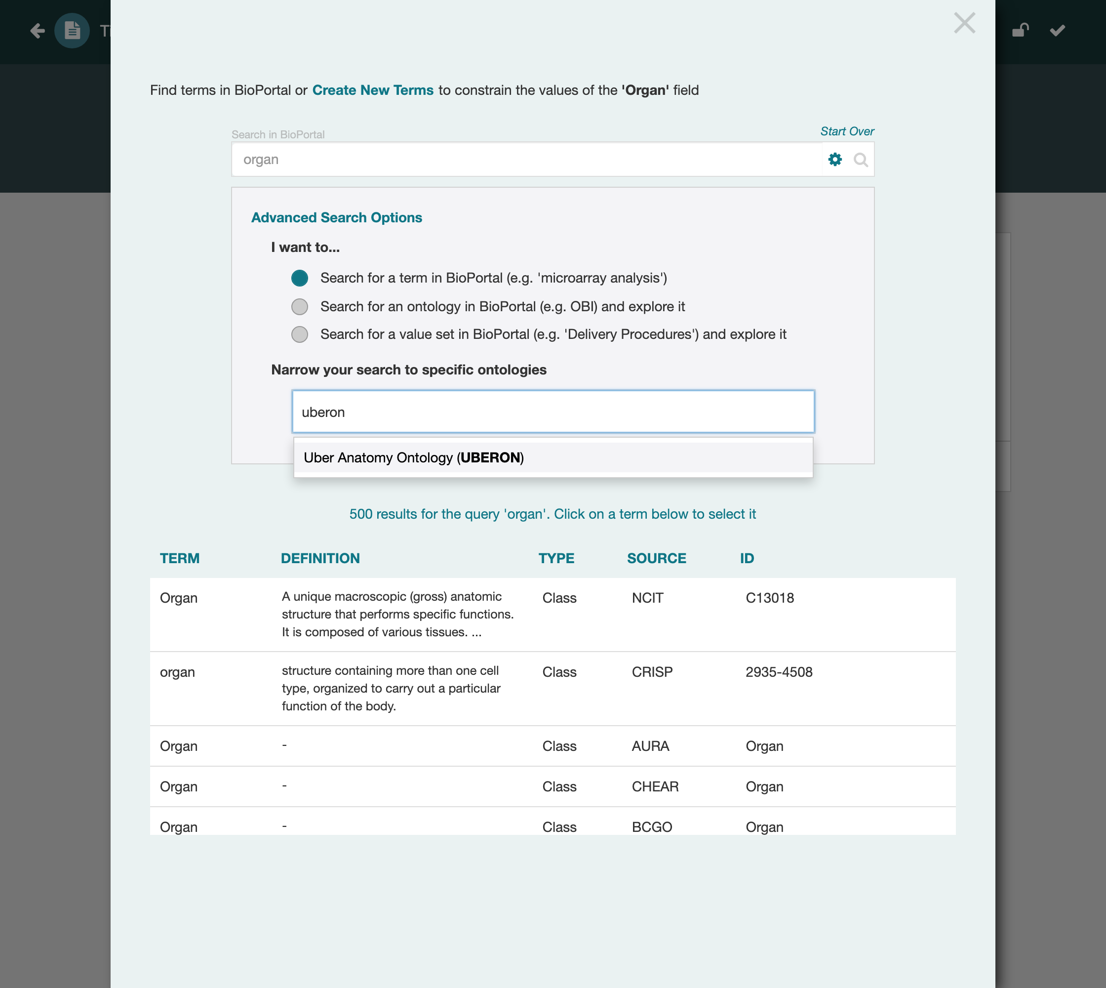 Narrowing the search to Uberon